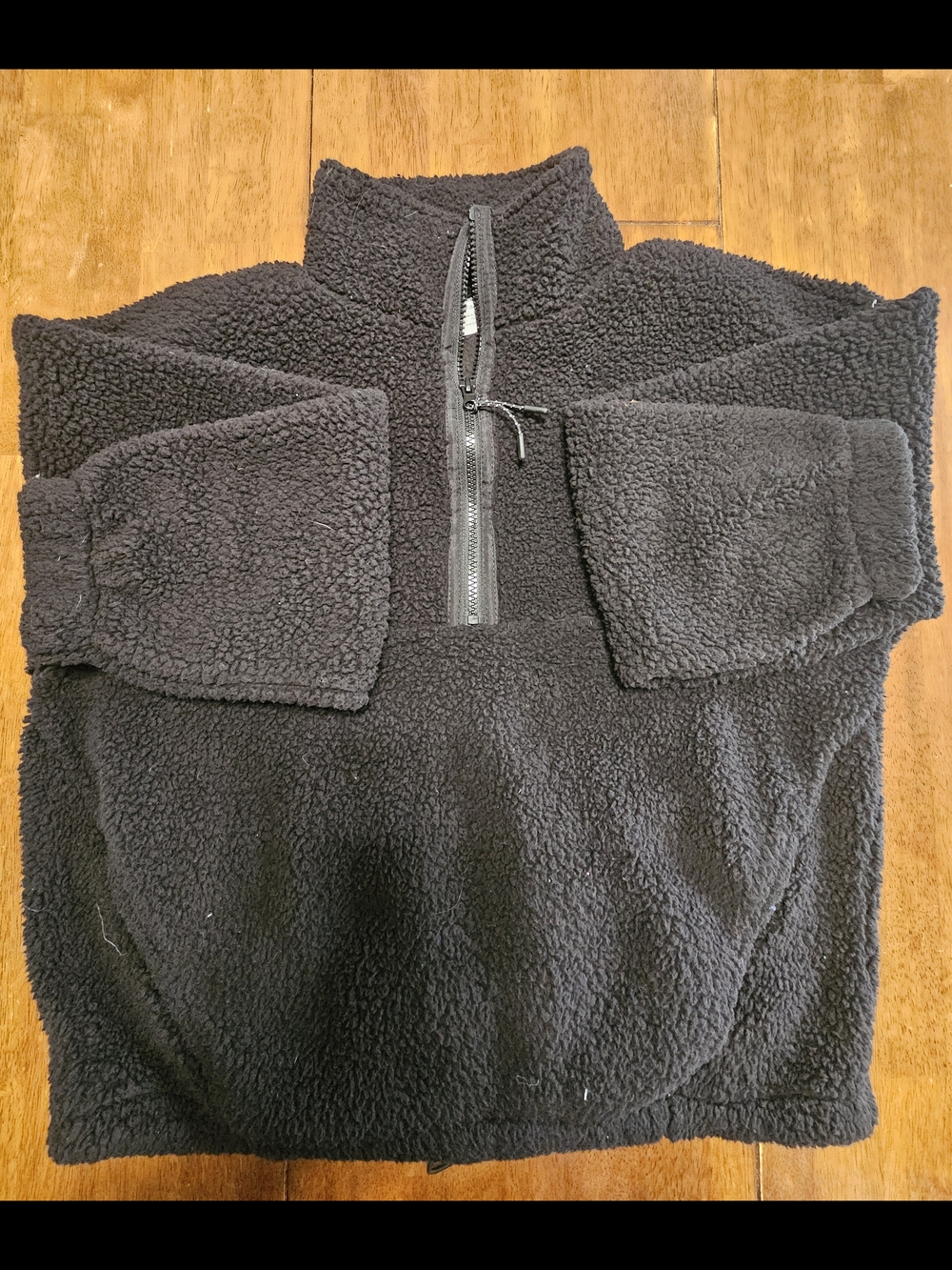 No Boundaries Black Sherpa Zip-Up Pullover
